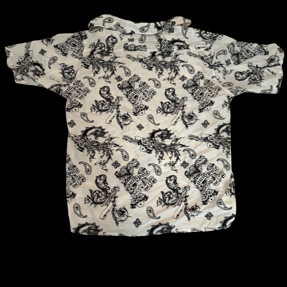 VTG 90s South Pole Skull & Snakes Graphic Button Down Shirt White Mens XXL Hip
